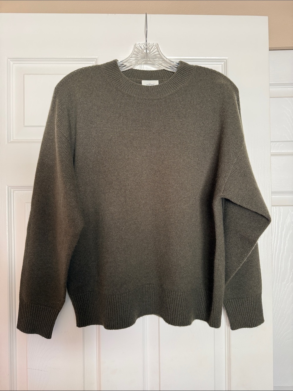Aritzia Wilfred Dark Olive Isabelle Essential Wool Cashmere Sweater XS